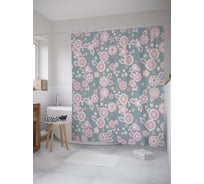 Штора (занавеска) для ванной JoyArty "Потертые цветы" из сатена, 180х200 см с крючками, sc_59253