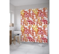 Штора (занавеска) для ванной JoyArty "Градиент тропических цветов" из сатена, 180х200 см с крючками, sc_60515
