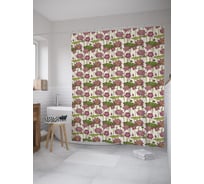 Штора (занавеска) для ванной JoyArty "Цветущий лотос" из сатена, 180х200 см с крючками, sc_59524