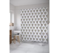 Штора (занавеска) для ванной JoyArty "Лошадь в этнической геометрии" из сатена, 180х200 см с крючками, sc_55319