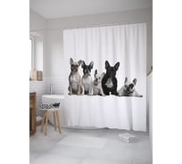 Штора (занавеска) для ванной JoyArty "Дружные щенки" из сатена, 180х200 см с крючками, sc_60778