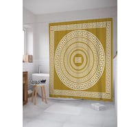 Штора (занавеска) для ванной JoyArty "Узоры Древней Греции" из сатена, 180х200 см с крючками, sc_53983