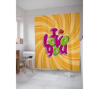 Штора (занавеска) для ванной JoyArty "Любовь поп-арт" из сатена, 180х200 см с крючками, sc_53768