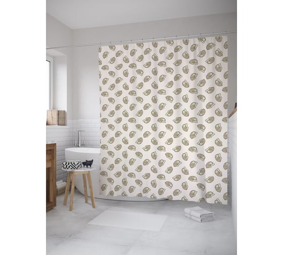 Штора (занавеска) для ванной JoyArty "Медовые вареники" из сатена, 180х200 см с крючками, sc_59364 1