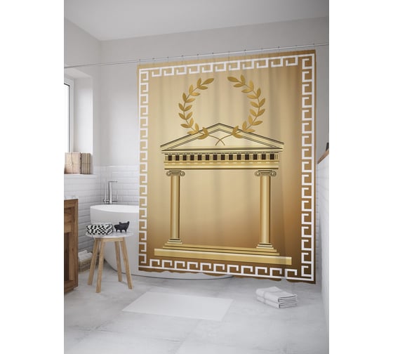 Штора (занавеска) для ванной JoyArty "Архитектура Древнего Рима" из сатена, 180х200 см с крючками, sc_39504 1