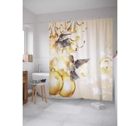 Штора (занавеска) для ванной JoyArty "Праздничное пение" из сатена, 180х200 см с крючками, sc_5762