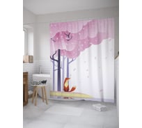 Штора (занавеска) для ванной JoyArty "Лиса под деревом" из сатена, 180х200 см с крючками, sc_39208