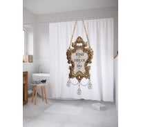 Штора (занавеска) для ванной JoyArty "Зеркало и надпись" из сатена, 180х200 см с крючками, sc_5215