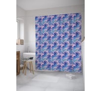 Штора (занавеска) для ванной JoyArty "Тропические джунгли" из сатена, 180х200 см с крючками, sc_55508