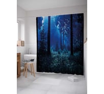 Штора (занавеска) для ванной JoyArty "Лунный свет в лесу" из сатена, 180х200 см с крючками, sc_38840