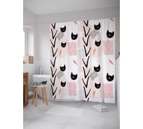 Штора (занавеска) для ванной JoyArty "Стильные коты" из сатена, 180х200 см с крючками, sc_31939