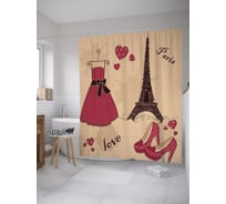 Штора (занавеска) для ванной JoyArty "Французское платье" из сатена, 180х200 см с крючками, sc_39392