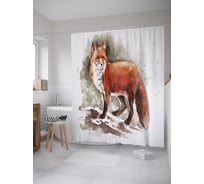 Штора (занавеска) для ванной JoyArty "Лисица на прогулке" из сатена, 180х200 см с крючками, sc_39215