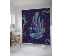 Штора (занавеска) для ванной JoyArty "Важный павлин" из сатена, 180х200 см с крючками, sc_32777