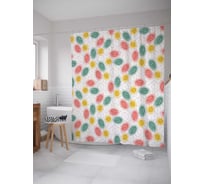 Штора (занавеска) для ванной JoyArty "Листья в капсулах" из сатена, 180х200 см с крючками, sc_32419