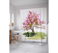 Штора (занавеска) для ванной JoyArty "Нарисованное дерево" из сатена, 180х200 см с крючками, sc_4901