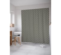 Штора (занавеска) для ванной JoyArty "Элементы в квадрате" из сатена, 180х200 см с крючками, sc_54478