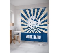 Штора (занавеска) для ванной JoyArty "Работай много" из сатена, 180х200 см с крючками, sc_53224