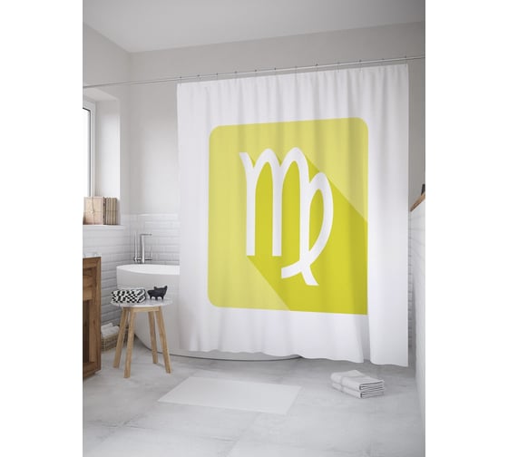 Штора (занавеска) для ванной JoyArty "Символ Девы" из сатена, 180х200 см с крючками, sc_60182 1