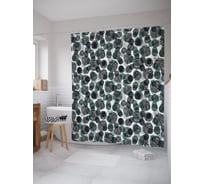 Штора (занавеска) для ванной JoyArty "Контурные листья" из сатена, 180х200 см с крючками, sc_58046