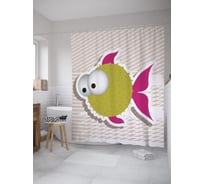 Штора (занавеска) для ванной JoyArty "Рыба-шар" из сатена, 180х200 см с крючками, sc_55073