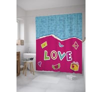 Штора (занавеска) для ванной JoyArty "Признание в любви" из сатена, 180х200 см с крючками, sc_60093