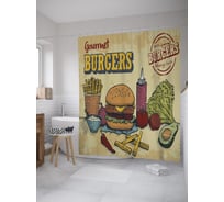 Штора (занавеска) для ванной JoyArty "Бургер для гурманов" из сатена, 180х200 см с крючками, sc_60086