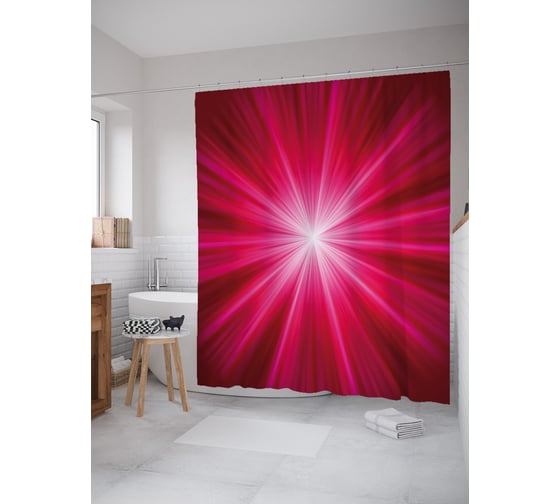 Штора (занавеска) для ванной JoyArty "Яркий луч" из сатена, 180х200 см с крючками, sc_38992 1