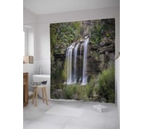 Штора (занавеска) для ванной JoyArty "Тенгинские водопады" из сатена, 180х200 см с крючками, sc_32327