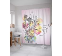 Штора (занавеска) для ванной JoyArty "Лента чертополоха" из сатена, 180х200 см с крючками, sc_4389