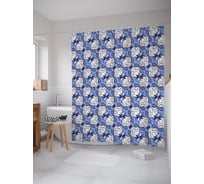 Штора (занавеска) для ванной JoyArty "Цветочные квадраты" из сатена, 180х200 см с крючками, sc_58105