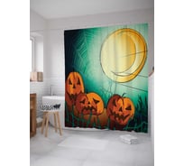 Штора (занавеска) для ванной JoyArty "Тыквы в паутине" из сатена, 180х200 см с крючками, sc_6021