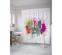 Штора (занавеска) для ванной JoyArty "Разноцветный Чикаго" из сатена, 180х200 см с крючками, sc_60418