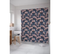 Штора (занавеска) для ванной JoyArty "Цветы магнолии" из сатена, 180х200 см с крючками, sc_53152
