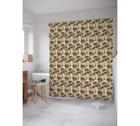 Штора (занавеска) для ванной JoyArty "Графические пальмы" из сатена, 180х200 см с крючками, sc_53128