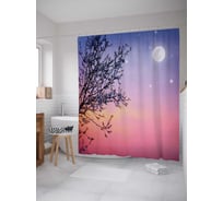 Штора (занавеска) для ванной JoyArty "Луна в закате" из сатена, 180х200 см с крючками, sc_38833