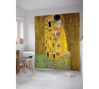 Штора (занавеска) для ванной JoyArty "Густав Климт Поцелуй" из сатена, 180х200 см с крючками, sc_4889