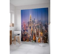 Штора (занавеска) для ванной JoyArty "Город с высоты птичьего полета" из сатена, 180х200 см с крючками, sc_47005