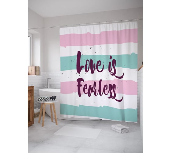 Штора (занавеска) для ванной JoyArty "Нежная любовь" из сатена, 180х200 см с крючками, sc_53913 1