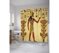 Штора (занавеска) для ванной JoyArty "Египетские рисунки" из сатена, 180х200 см с крючками, sc_32085