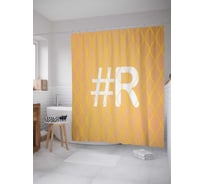 Штора (занавеска) для ванной JoyArty "Оранжевая r с хештэгом" из сатена, 180х200 см с крючками, sc_3998somonr