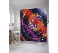 Штора (занавеска) для ванной JoyArty "кОСМИЧЕСКИЕ КОЛЬЦА" из сатена, 180х200 см с крючками, sc_32805