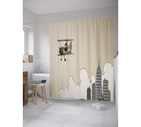 Штора (занавеска) для ванной JoyArty "Первые полеты" из сатена, 180х200 см с крючками, sc_39092