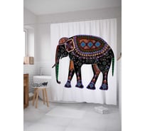 Штора (занавеска) для ванной JoyArty "Слон с узорами" из сатена, 180х200 см с крючками, sc_5220