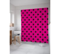 Штора (занавеска) для ванной JoyArty "Темный горошек на ярком" из сатена, 180х200 см с крючками, sc_38989