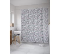 Штора (занавеска) для ванной JoyArty "Самобытные цветы" из сатена, 180х200 см с крючками, sc_55823