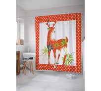 Штора (занавеска) для ванной JoyArty "Олень в листьях" из сатена, 180х200 см с крючками, sc_5820