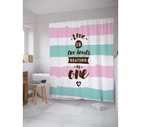 Штора (занавеска) для ванной JoyArty "Любовь - это биение двух сердец - это одно сердце" из сатена, 180х200 см с крючками, sc_53914