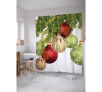 Штора (занавеска) для ванной JoyArty "Новогодний блеск" из сатена, 180х200 см sc_378491