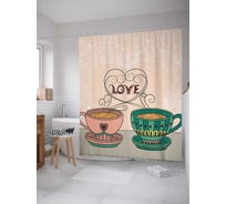 Штора (занавеска) для ванной JoyArty "Чайная пара" из сатена, 180х200 см sc_378829